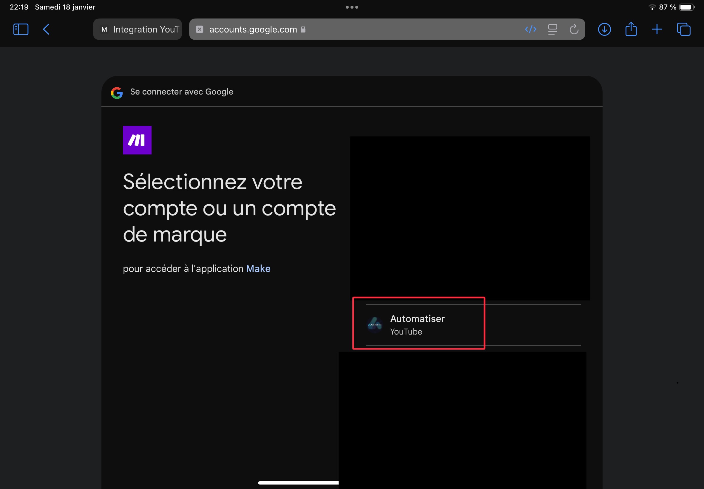 comment ajouter chaine youtube a make pour automatisation