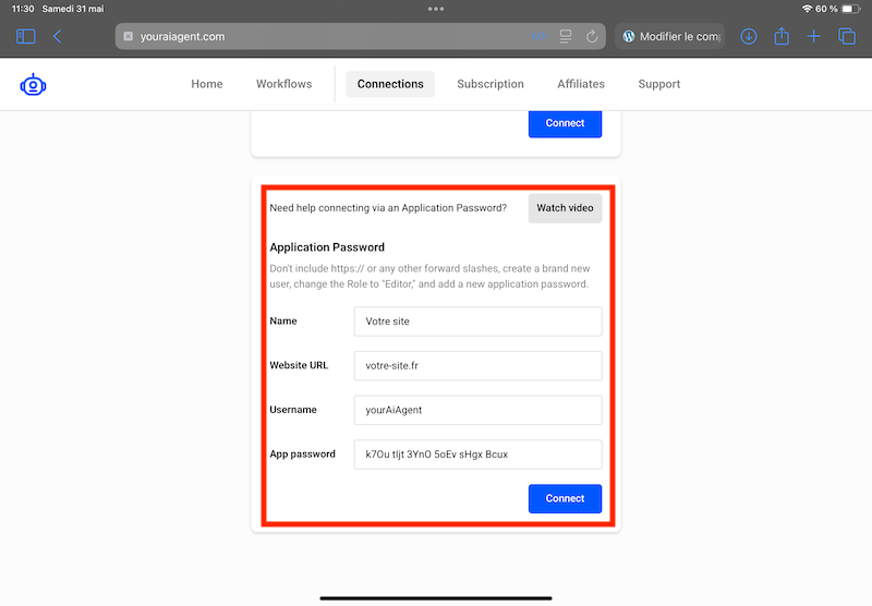 14 comment configurer your ai agent avec wordpress pour publication automatique.PNG
