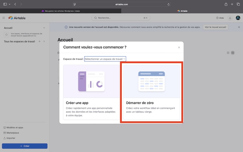comment creer une base airtable