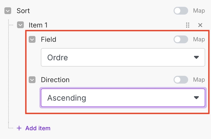 comment ordonner les resultats de airtable dans make
