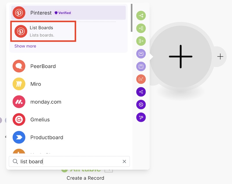 comment recuperer tous les tableaux pinterest dans make