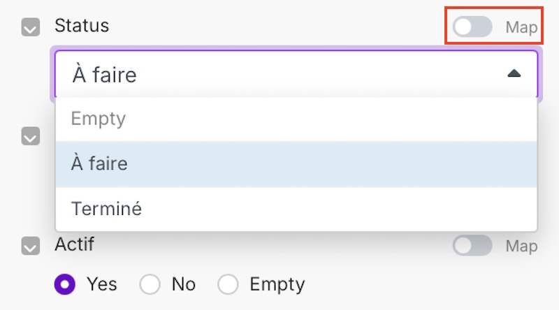 comment voir les options de la liste deroulante de airtable dans make