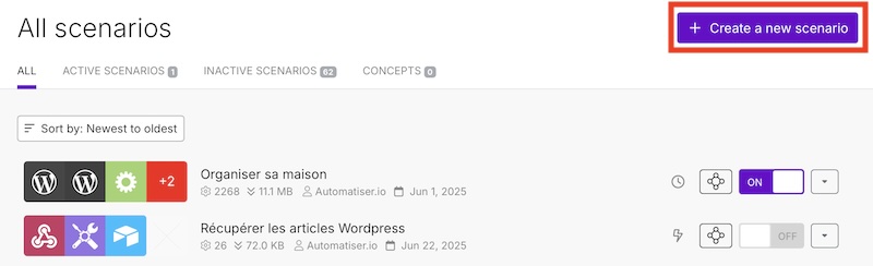 creer un nouveau scenario dans make