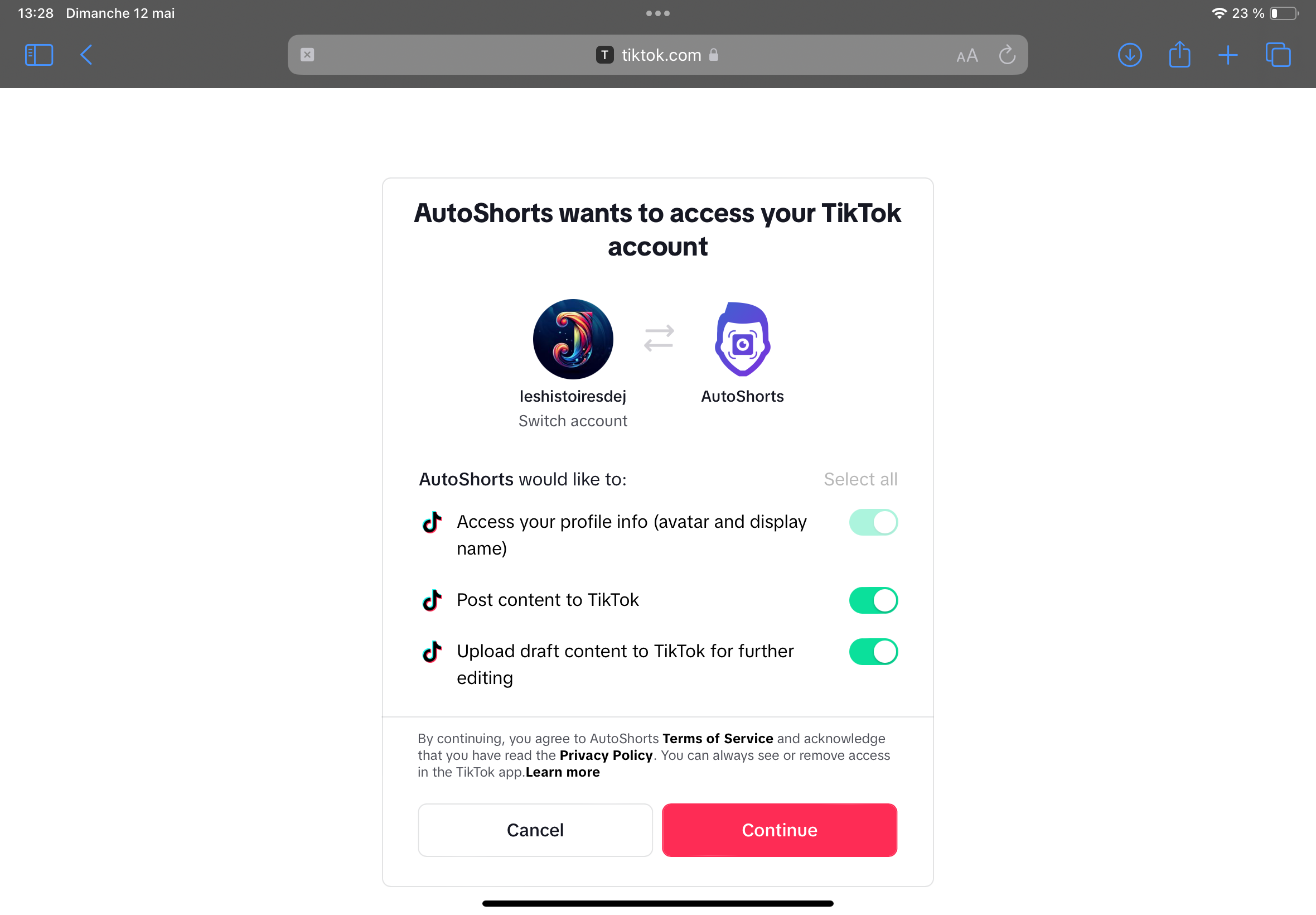 publication automatique sur tiktok