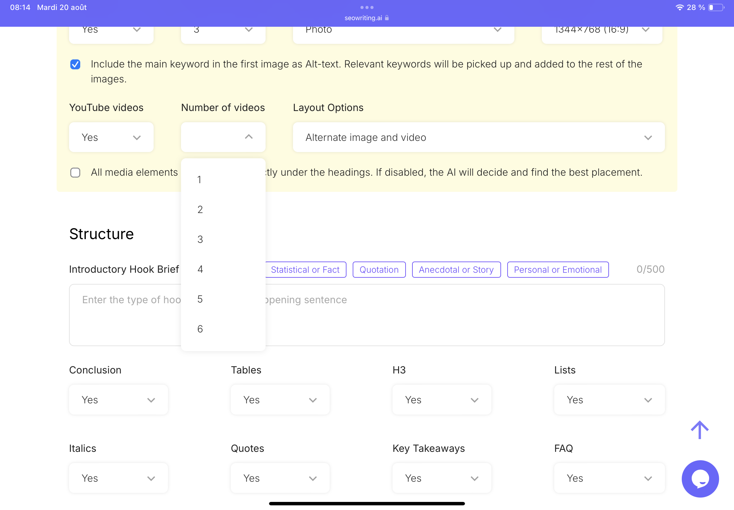 Création d’image automatique pour article WordPress avec SeoWriting.ia