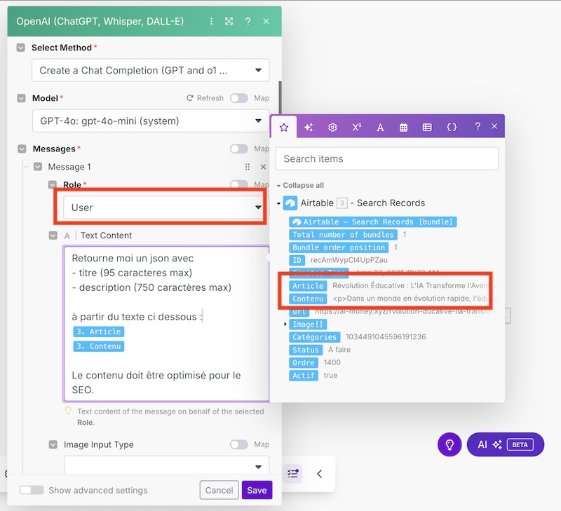 quel prompt pour chatgpt pour publier dans pinterest avec make