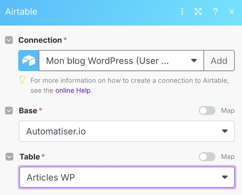 recuperer des donnees automatiquement dans airtable via make