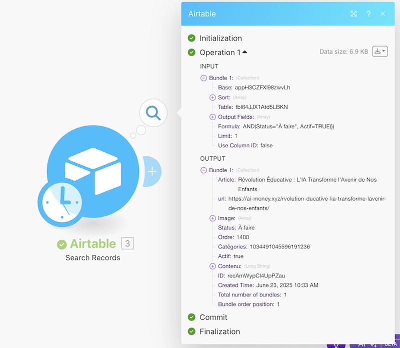 tester airtable avec make
